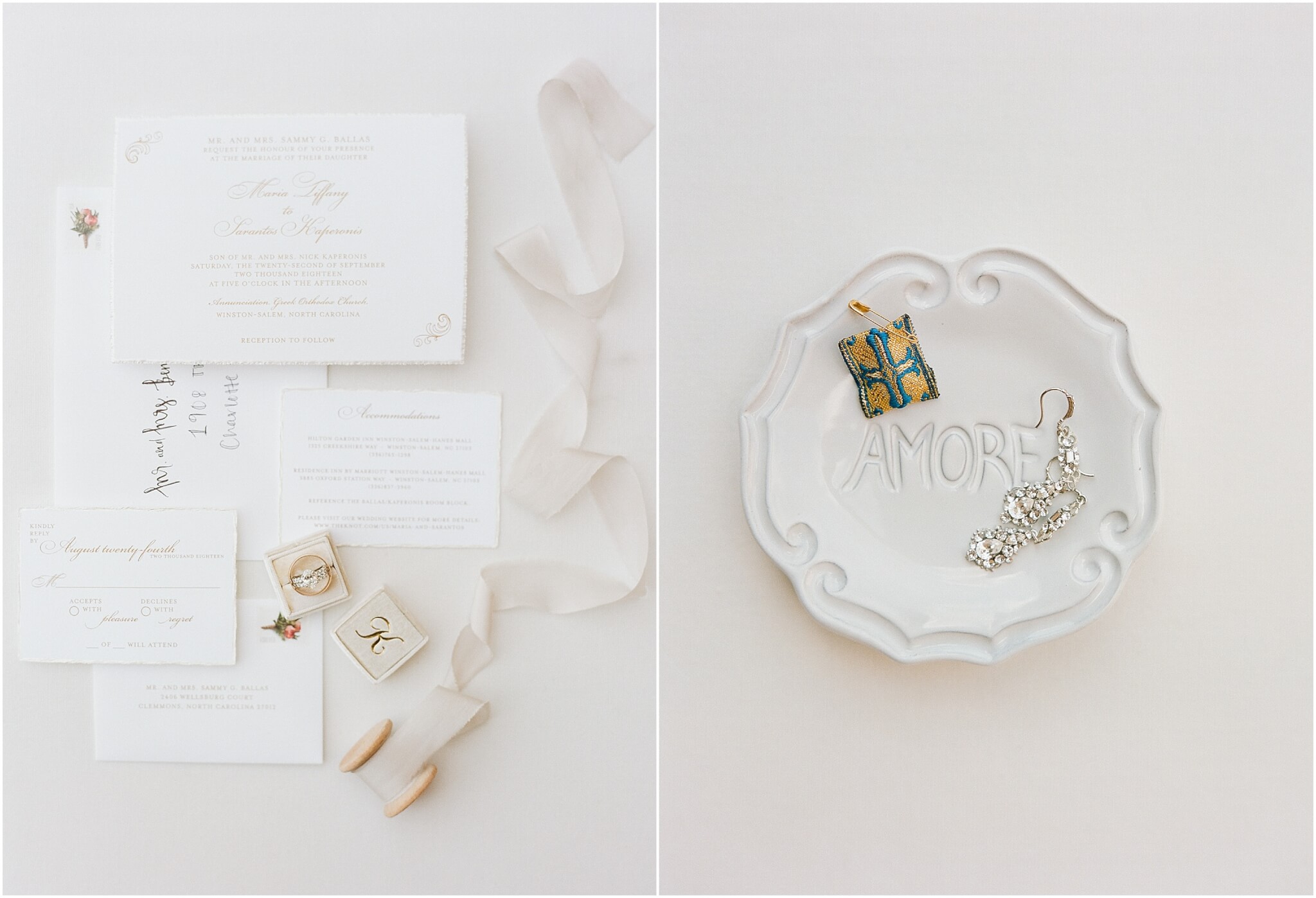 Elegant wedding stationery details