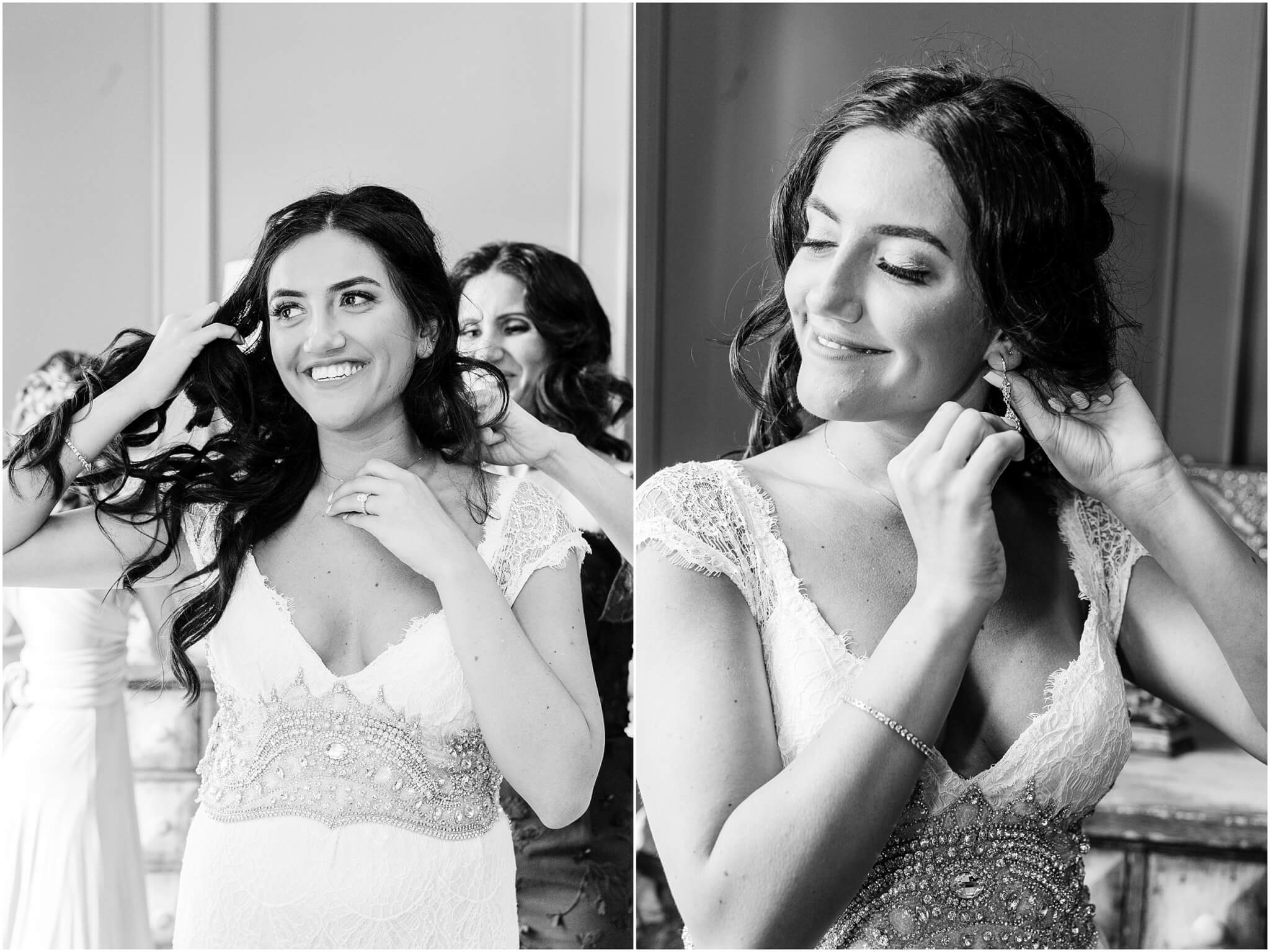 Bride laughing getting ready shots