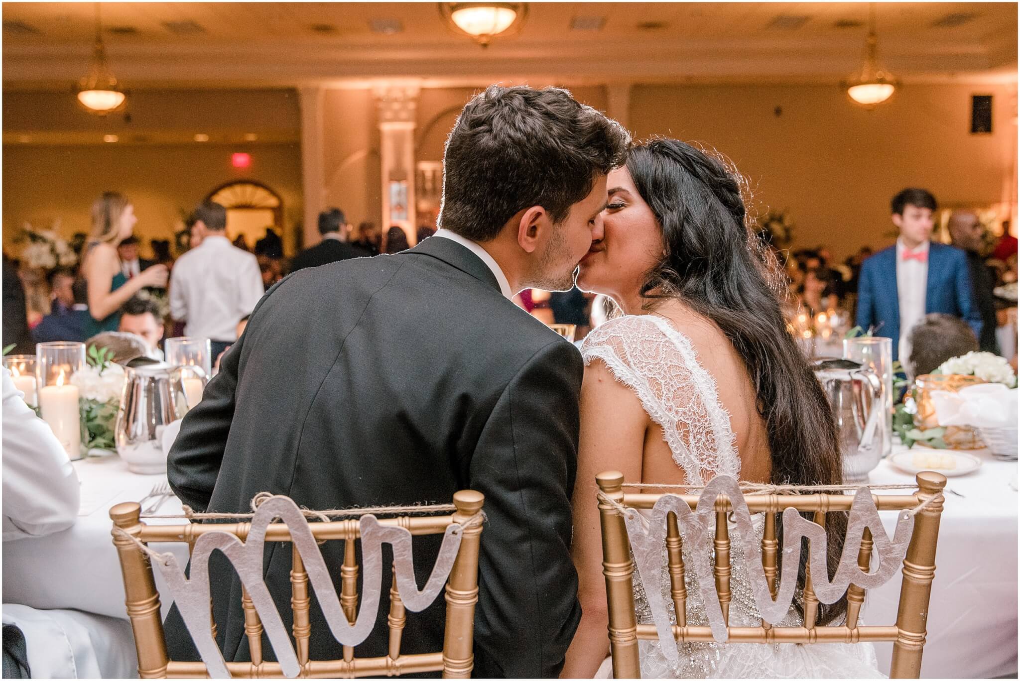 Bride and groom kissing at Winston-Salem wedding