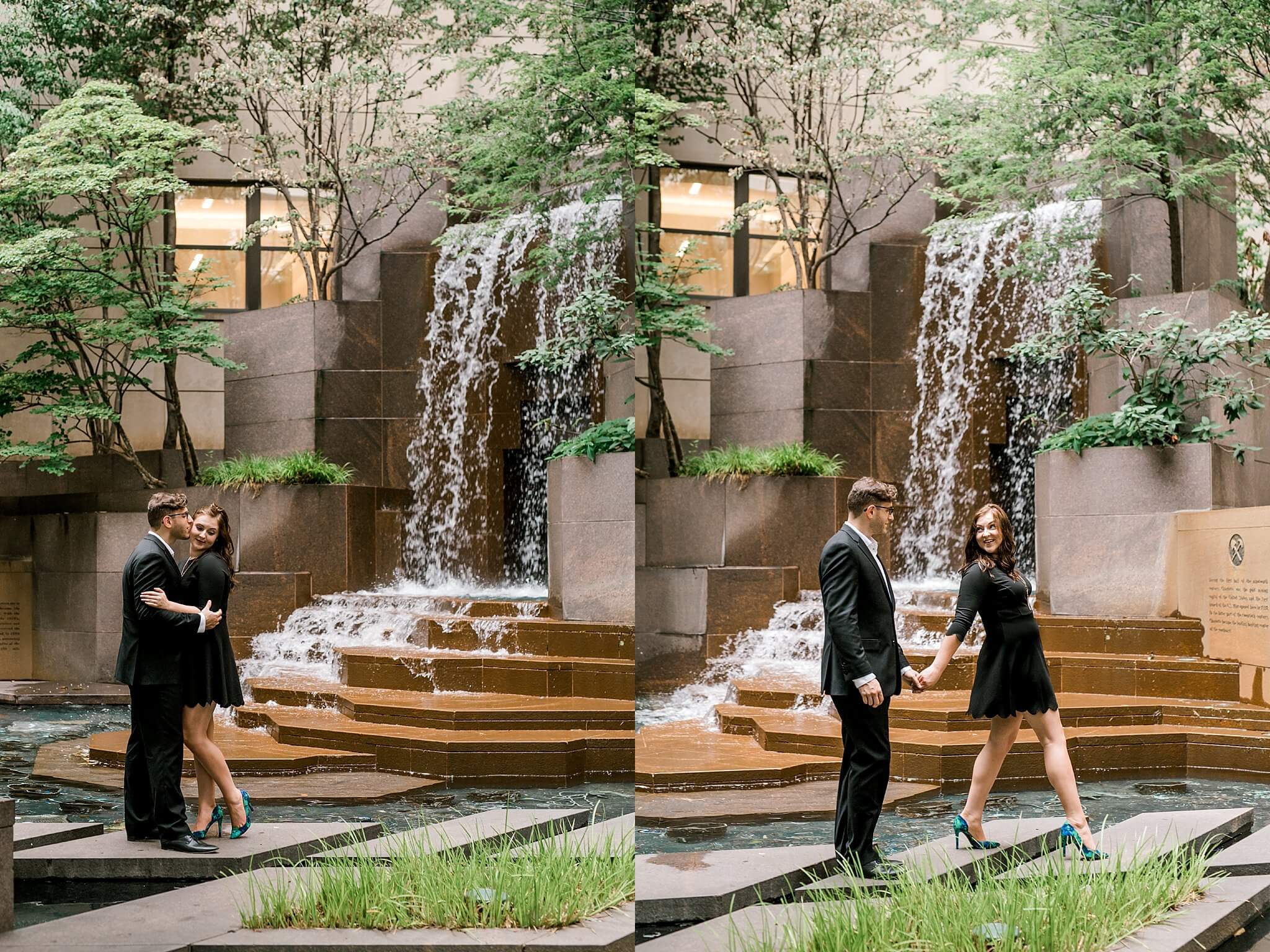 engagement session at fountain in uptown charlotte, Uptown Charlotte Engagement Pictures 