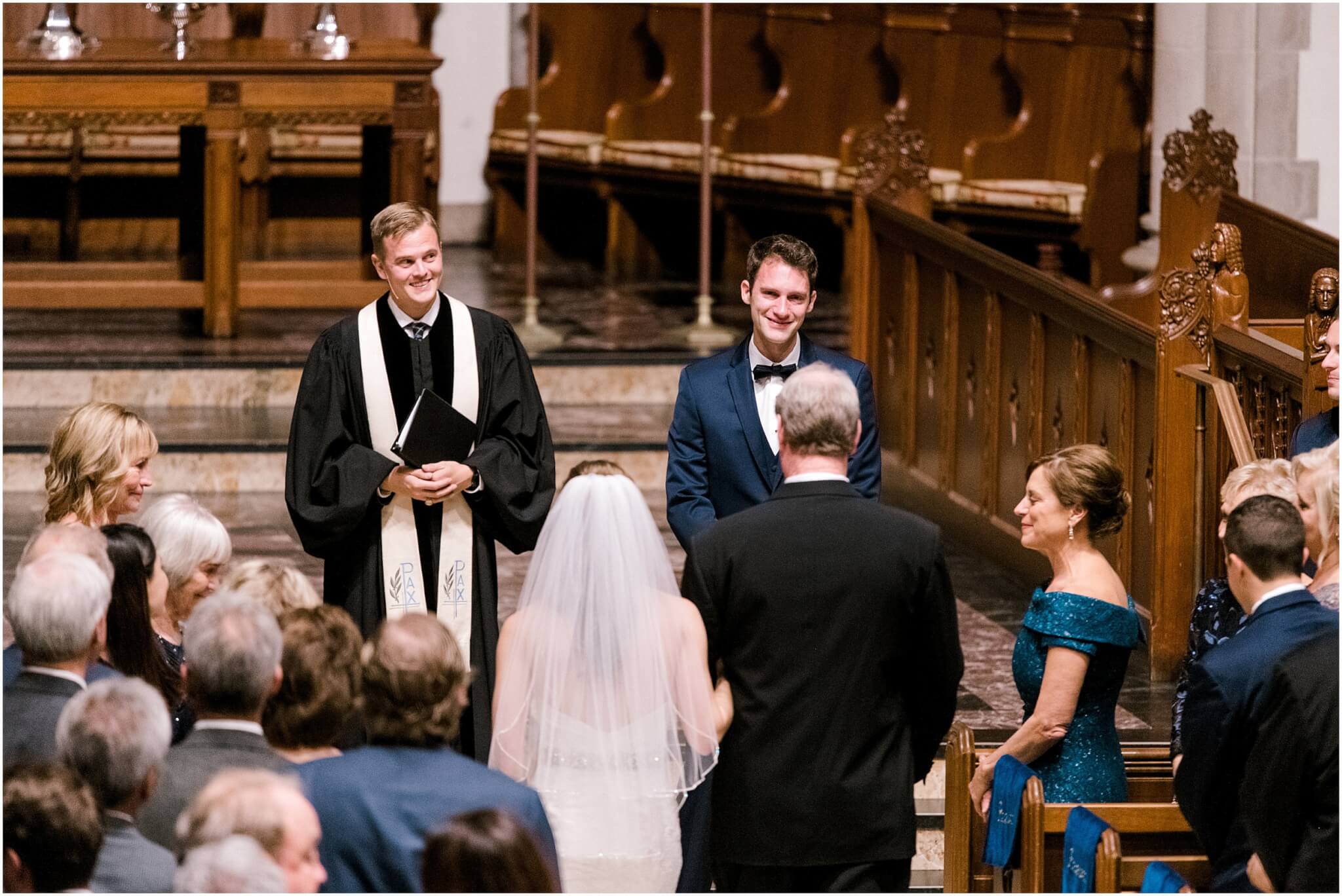 father walking daughter down the aisle of charlotte church wedding