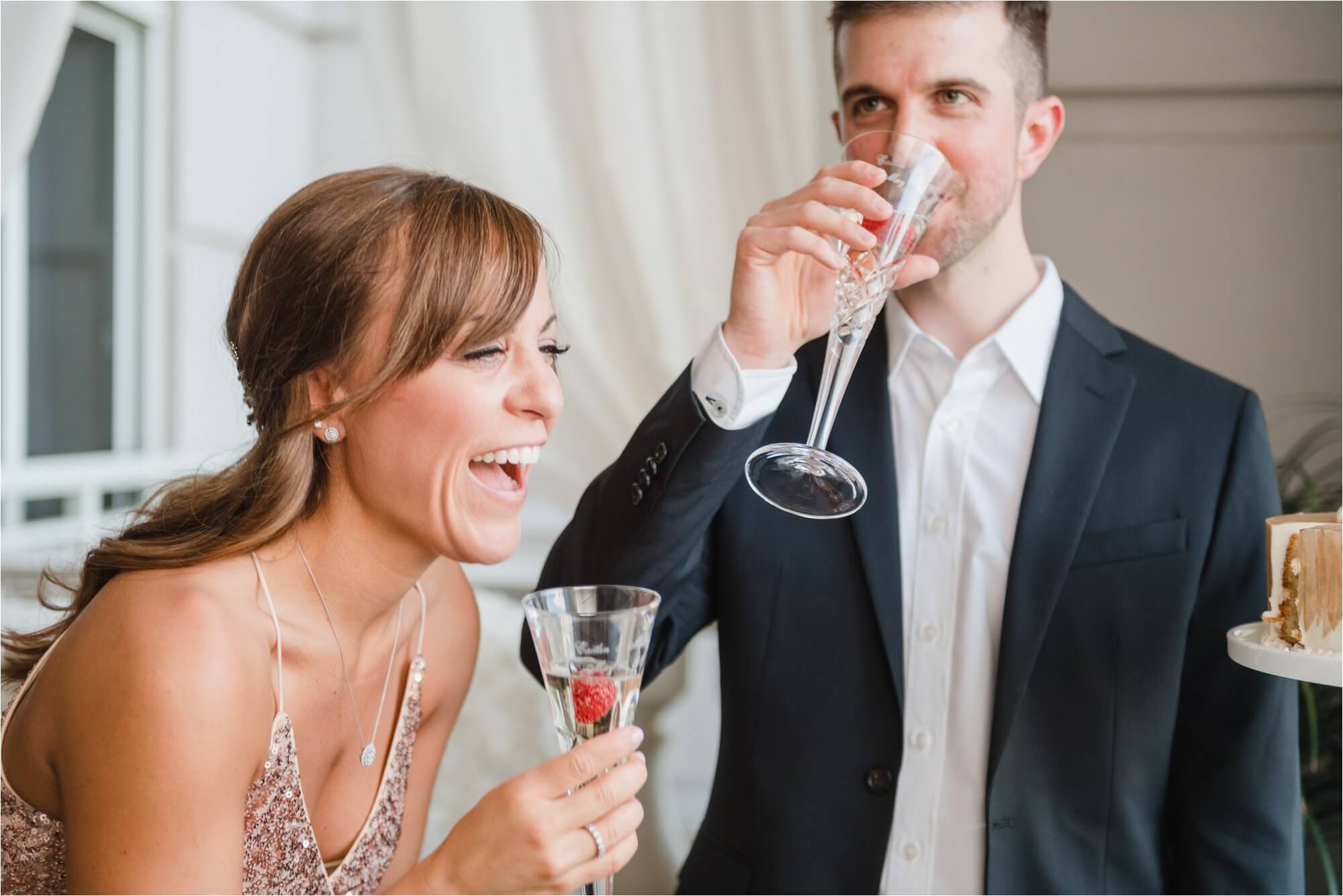 bride and groom make a toast
