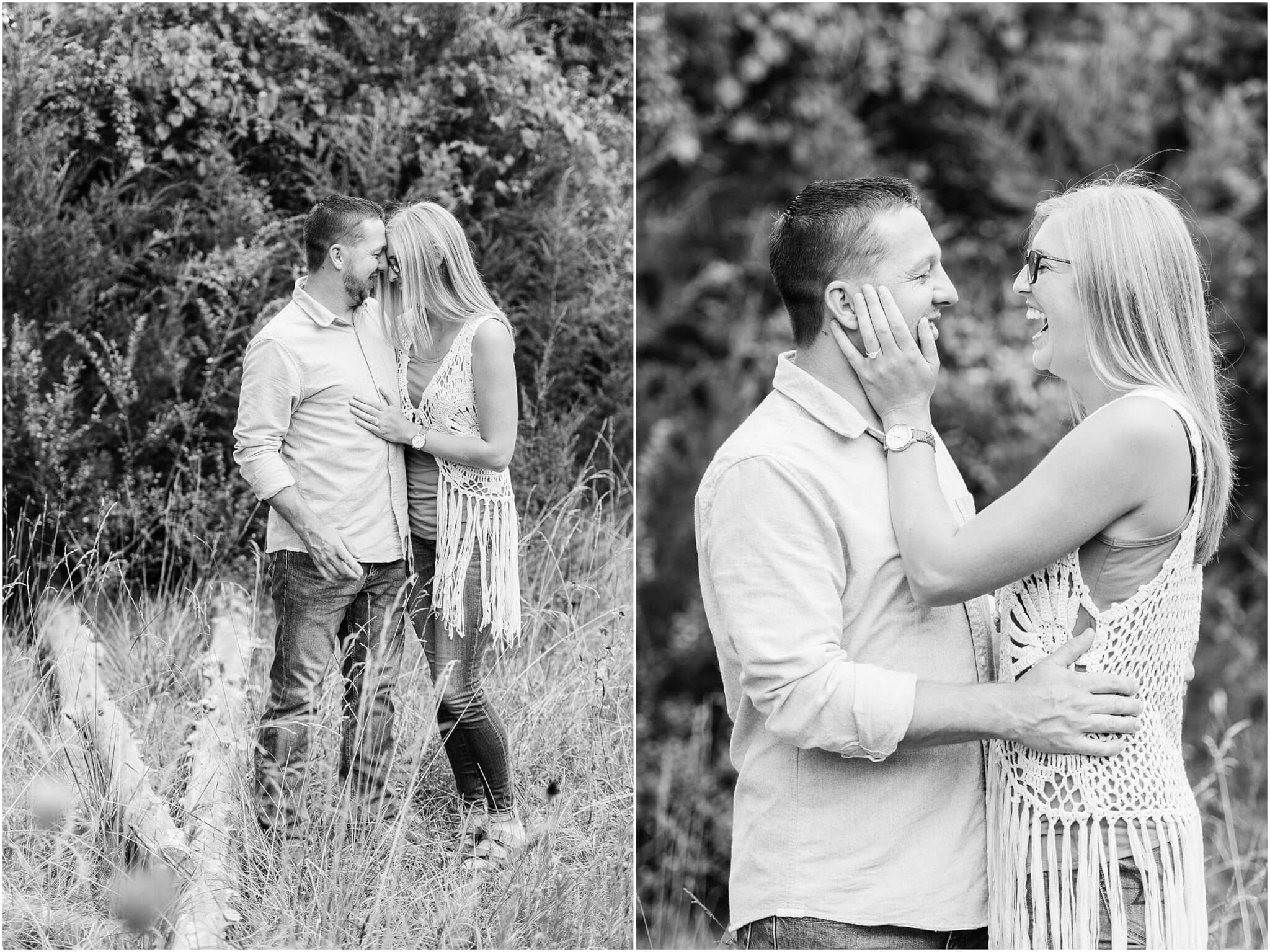 couple kissing after surprise proposal