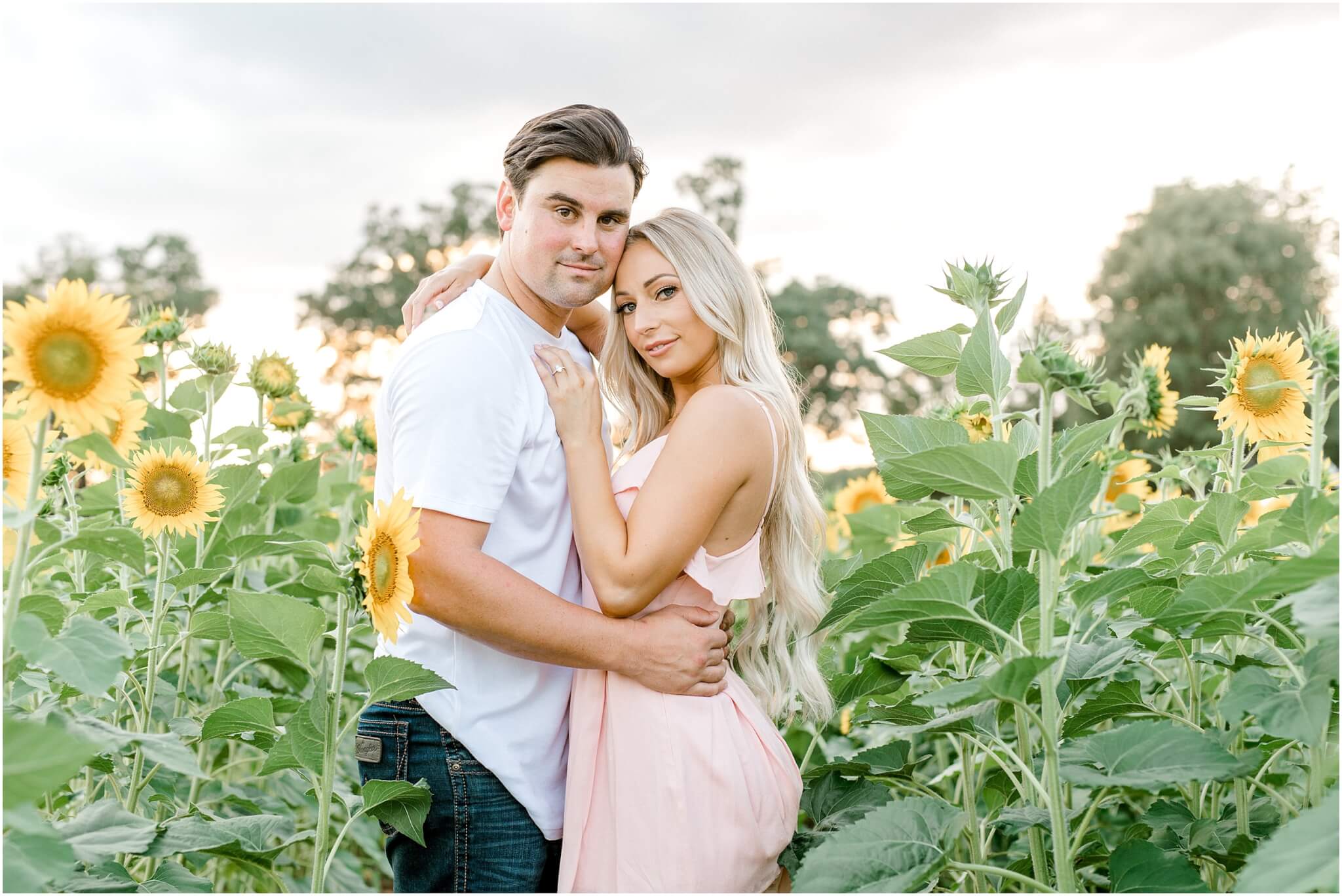engagement session in sunflower field, destination wedding photographer