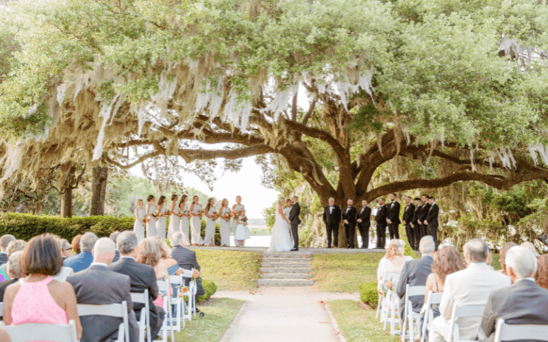 Octagonal gardens ceremony location at Middleton Place venue