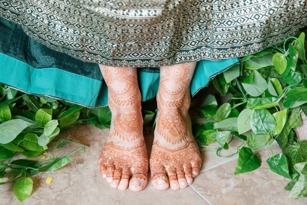 Henna on feet for Bride