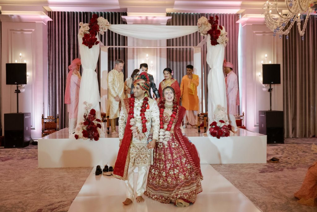 Bride and groom at Indian wedding ceremony