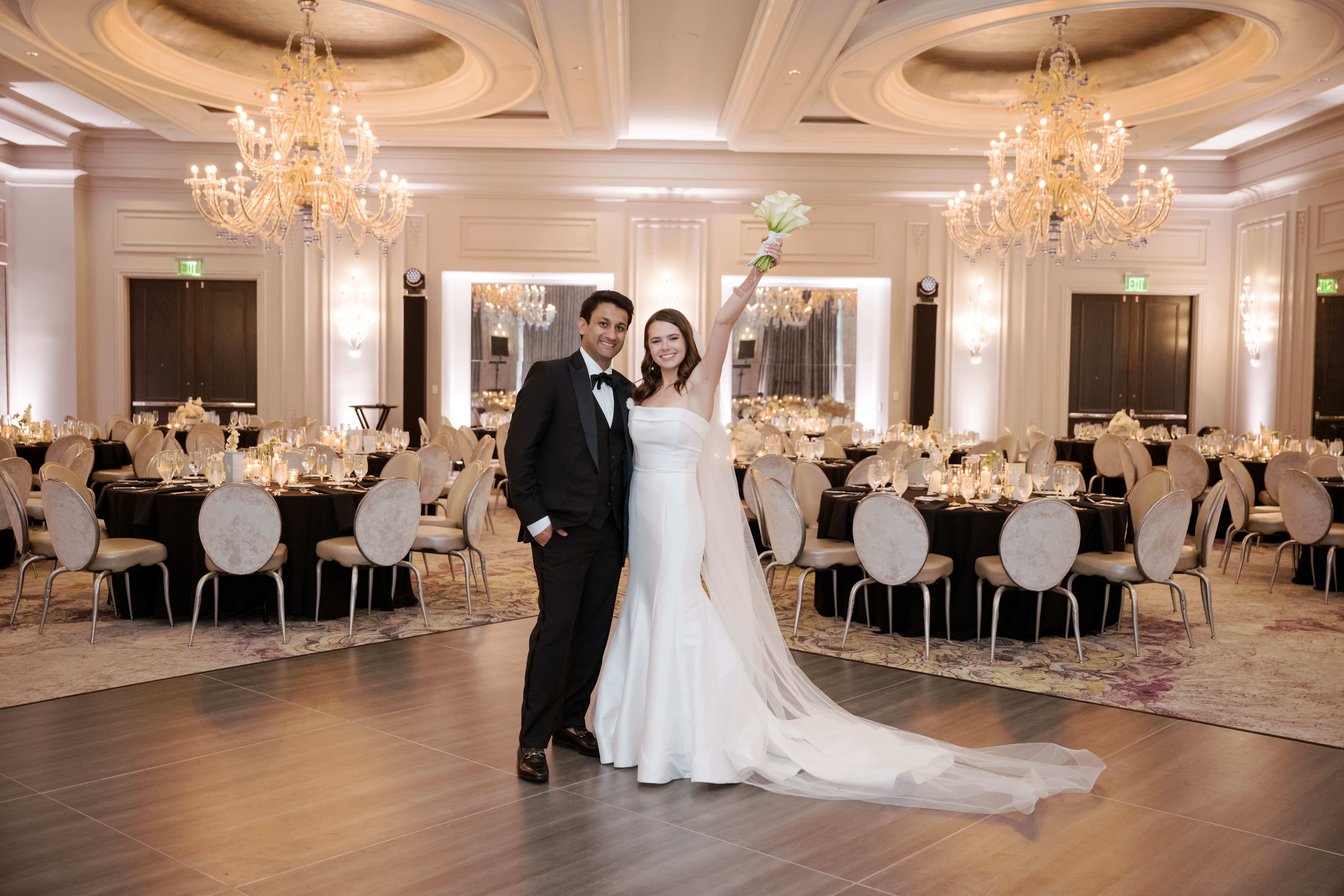 Couple celebrating wedding at Grand Bohemian Hotel Charlotte
